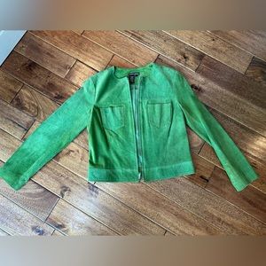 BCBG for Nordstrom; suede zip up jacket; Green; women’s Large